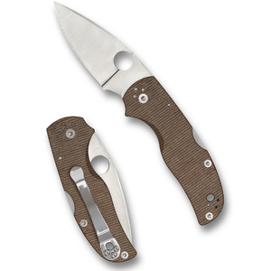 Couteaux pliants d'extérieur haut de gamme avec manche texturé marron, lame pointue en acier inoxydable, trou pour le pouce et clip métallique - Product Image 1
