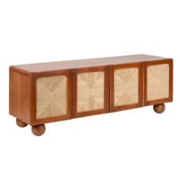 Meuble TV en bois au design moderne et construction robuste en bois massif – Centre de divertissement élégant pour salon, maison, hôtel