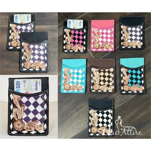 OEM ODM รับผลิตตามสั่ง กระเป๋าใส่บัตรเครดิต/บัตรประชาชน หนังแท้ 100% ดีไซน์หรูหรา ทำมือ ทรงบาง แบบมินิมอล ลายตาราง - Product Image 1