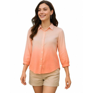 Camisa de rayón premium con cuello extendido y mangas largas, ligera, informal, para uso diario, de exportador a bajo precio. - Product Image 1