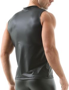 Débardeur Homme en Similicuir avec Fermeture Éclair et Col Montant – Gilet Athlétique Sans Manches pour Homme - Product Image 4