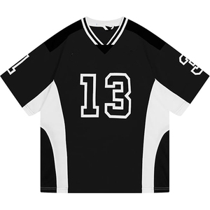 เสื้อฟุตบอลตาข่ายคอวีทรงโอเวอร์ไซส์สไตล์เรโทร รับผลิตแบบ OEM ODM พร้อมบริการพิมพ์โลโก้ ชื่อ และหมายเลขด้วยระบบซับลิเมชั่นดิจิทัล - Product Image 1