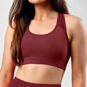 Soutien-gorge de sport dos nageur pour femme, maintien moyen, rembourré, pour yoga et fitness, impression personnalisée, Spandex Polyester, vente en gros, OEM disponible - Product Image 1