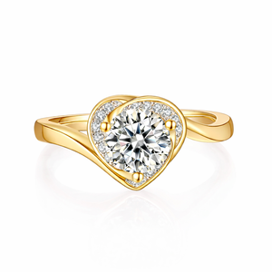 Anillo de Compromiso Romántico de Oro Sólido de 14K/18K con Certificado GIA IGI, Diamante Cultivado en Laboratorio con Corte Redondo Infinito en Forma de Corazón y Halo Oculto, para San Valentín - Product Image 4