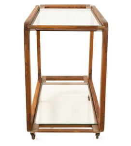 Wood and Glass <b>Serving</b> <b>Trolley</b> Rolling Coffee Table Metal Frame Storage Rack for Home Hotel Living Room - Product Image 3