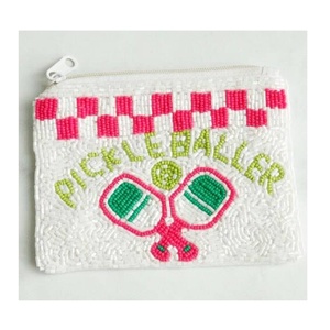 Porte-monnaie perlé Pickle Baller fait main, mini porte-monnaie avec fermeture éclair, idéal pour transporter argent liquide, pièces de monnaie et cartes pour filles et femmes - Product Image 1