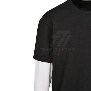 ออกแบบโลโก้ของคุณเอง เสื้อยืดผ้าฝ้าย 100% สองชั้น เสื้อยืดสตรีทแวร์ทรงหลวม พิมพ์ลายสองชั้น สำหรับผู้ชาย - Product Image 4