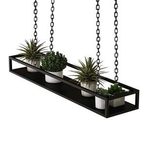 Étagère flottante industrielle en métal noir avec chaîne, support de fleurs multi-niveaux, plateau de serre intérieure, présentoir de fenêtre, jardinière - Product Image 5