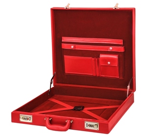 Custom Luxury Masonic Regalia Apron Carry Case Red Leather Briefcase with Secure Lock and Interior Organizer - Product Image 1