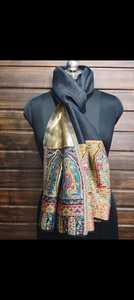 Moonlight Zari Reversible Stole Shawl 70x200 cm for Women with Fine <b>Wool</b> Fabric, Elegant Paisley Border, Traditional Ethnic Wint - Product Image 6