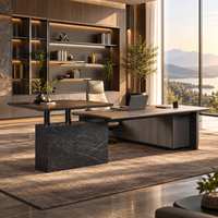 Bureau de direction moderne sur mesure pour PDG et managers avec armoire latérale et plateau d'extension pour réunions