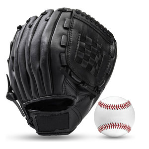 Gant de baseball à doigts entiers en cuir noir, avec fermeture auto-agrippante, antidérapant, pour droitier, pour adulte, toutes saisons - Product Image 3