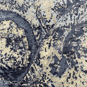 Tapis noué à la main en viscose et laine, à poils ras, effet vieilli, motif abstrait, pour la décoration moderne du salon - Product Image 3