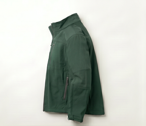 Men's Green Coated Softshell Streetwear <b>Zip</b>-<b>Up</b> <b>Jacket</b> Crew Neck Windproof Casual Winter Wear Solid Color Knitted 100% Polyester - Product Image 4