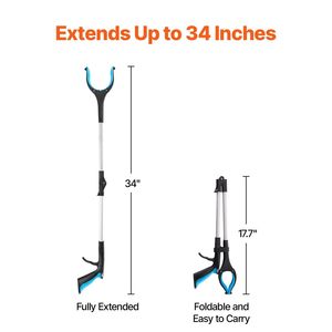 2-Pack Heavy Duty 34\" Foldable Reacher Grabber Pickup Tool with 360-Degree Rotating Jaw Magnets Multi-functional <b>Grab</b> <b>Bars</b> - Product Image 2