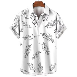 Men's Hawaiian <b>Shirt</b> V-neck <b>Short</b> <b>Sleeve</b> Knitted Digital Printed <b>Button</b>-<b>Up</b> Loose Fit Summer Casual Surf Pattern 100% Cotton - Product Image 3