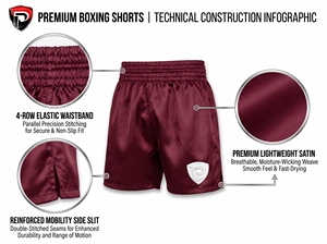 Shorts de boxe Dumela International Maroon avec logo pour l'entraînement MMA, toutes saisons, confortables, en polyester, coupe ajustée - Product Image 5