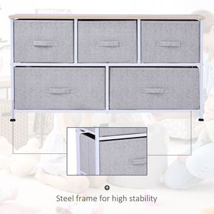 Cassettiera Contemporanea in Metallo da 40L con 5 Cassetti e Contenitori in Tessuto per Camera da Letto/Soggiorno - Product Image 6