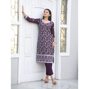Conjunto de Traje Morado para Mujer de Diseñador con Bordado Intenso, Talla S - Product Image 2