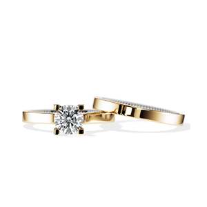 Bague de fiançailles classique en diamant rond brillant pour femme, plaqué or 14 carats, pierre cultivée en laboratoire certifiée IGI, KRISHNAVII KRR-275 - Product Image 1