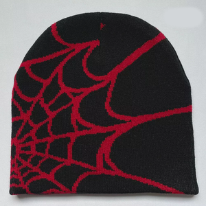 Red Geometric Pattern Knit Beanie Hat 100% Acrylic Fitted Ski <b>Cap</b> Unisex Casual <b>Winter</b> Style for Adults 56-58CM - Product Image 2