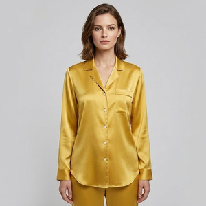 Camisas de Dormir de Seda y Satén para Mujer, 100% Poliéster, Camisa de Estar por Casa, Camisa de Dormir de Manga Larga de Alta Calidad para Mujer - Product Image 1