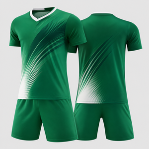 Maillot de football vert à col en V pour homme, manches courtes, anti-transpiration, imprimé dégradé, coupe athlétique, toutes saisons - Product Image 6