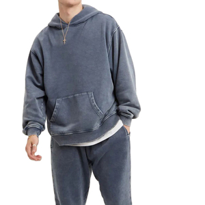 Sweat-shirts à capuche pour hommes de haute qualité, style délavé à l'acide, en coton, avec logo personnalisé, pour le sport et le jogging, nouveau style tendance - Product Image 2