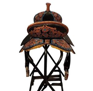 Selle en cuir Western floral turquoise au meilleur prix pour l'équitation et les courses de barils pour les chevaux de style occidental - Product Image 2