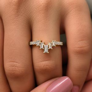 Anillos de Boda Clásicos con Diamantes Cultivados en Laboratorio con Corte Baguette, Oro Sólido de 14K, Anillos Apilables con Diamantes para Aniversario, Joyería Fina para Mujer - Product Image 2