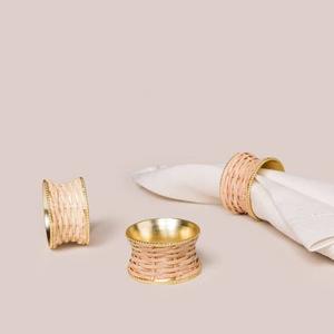 New brass and rattan combination napkin ring here <b>top</b> trendy <b>table</b> <b>decoration</b> -wholesale here - Product Image 1