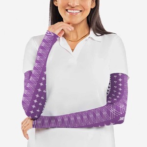 Protector de Brazos Unisex de Manga Larga con Patrón Geométrico Morado, UPF50+, Tela de Seda de Hielo con Impresión por Sublimación, Protección Solar para Todas las Estaciones - Product Image 3