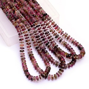 AAA+ Tourmaline 7mm-8mm Heishi Faceted Beads Natural Bio Tourmaline Semi Precious Gemstone Wheel Tyre <b>Spacer</b> Beads For Jewelry - Product Image 1