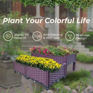 Kit de Jardinière surélevée en Plastique 4 Pièces pour Plantes d'Intérieur et d'Extérieur - Product Image 4