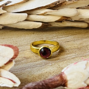 New Arrival Garnet <b>Ring</b> Minimalist Brass <b>Rings</b> For Women 18k Gold Plated <b>Dainty</b> Bezel Solitaire Jewelry For Wholesale/OEM/ODM - Product Image 1