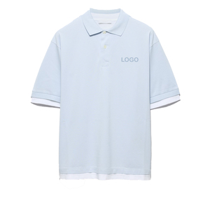 Polo en coton 100 % pour homme, coupe ample, avec empiècements contrastants, style streetwear décontracté, jersey de mode OEM, haut personnalisé pour homme - Product Image 6