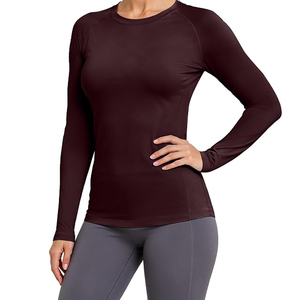 Camiseta deportiva de manga larga para mujer, de secado rápido, para primavera/verano, cuello redondo, informal, ajustada, de algodón. - Product Image 4