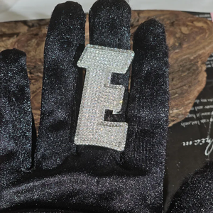 Moissanite Silver <b>Initial</b> Letter <b>Ring</b> Iced Out Hip Hop Statement <b>Ring</b> Micro Pave Custom Alphabet Jewelry Gift - Product Image 4