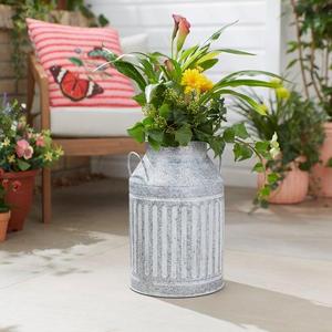 Stylish Galvanized Planter <b>Pot</b> For Balcony Garden Patio Terrace Home Outdoor Indoor <b>Plant</b> Growing Decorative Purpose - Product Image 2