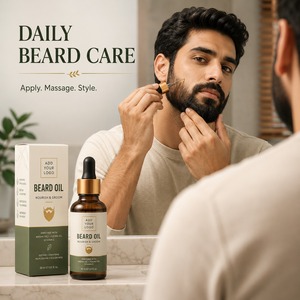 Huile de croissance de barbe pour hommes à base de plantes de qualité supérieure 30 ml – Vente en gros, biologique, sans alcool, adoucissant et revitalisant pour barbe, formule personnalisée, barbe brillante - Product Image 3