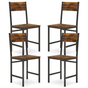 Sedie da pranzo da cucina con struttura in metallo marrone rustico (4 pezzi) Capacità 330 libbre per soggiorni - Product Image 1