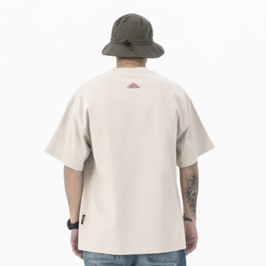 Custom Logo 230Gsm Heavy <b>Weight</b> Black White Men's <b>Blank</b> Casual Knitted Letter T-Shirts High Quality Pro Club - Product Image 4