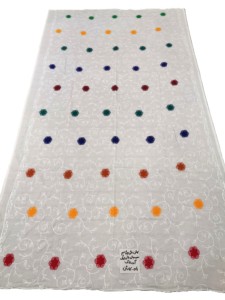 Châle en voile de polyester blanc brodé avec motif à pois colorés pour femmes, écharpe légère et respirante pour usage quotidien ethnique - Product Image 5