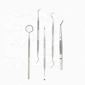 Set 5pcs Manual Stainless Steel Dental Care Tools Pick Dentist Oral Examination Kit Mirror Handle/Probe Tweezers Cleaning - Product Image 5