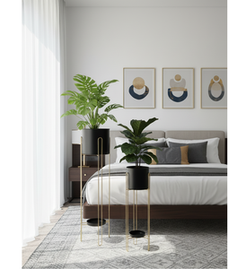 Support de pot de fleurs en métal haut de gamme avec plateau, design artisanal durable pour pots lourds et décoration intérieure élégante - Product Image 1