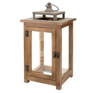Portavelas de Madera Hecho a Mano con Paneles de Vidrio, Decoración Rústica para Mesa de Estilo Campestre - Product Image 2