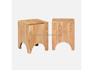 Taburete de madera maciza minimalista, mesa organizadora compacta de madera para mesita de noche, taburete lateral de madera hecho a mano para dormitorio, taburete rústico para café - Product Image 4