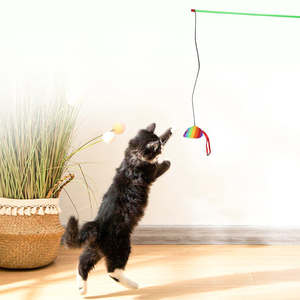 Juguete Interactivo Ecológico de Peluche para Gatos con Diseño de Ratón Arcoíris - Divertido Palo de Juego para Gatos - Product Image 5