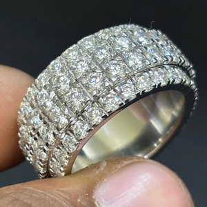 Round Brilliant Cut Moissanite Diamond Full <b>Eternity</b> Engagement Wedding Band 925 Sterling <b>Silver</b> Iced Hop Hop <b>Ring</b> Men's Jewelry - Product Image 3