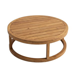 Modern Teak Outdoor Lounge Chair Set with Side <b>Table</b> and <b>Round</b> Coffee <b>Table</b> Garden <b>Patio</b> Furniture - Product Image 3
